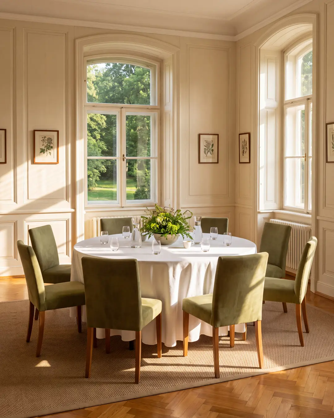 A meeting room prepared for a small business gathering